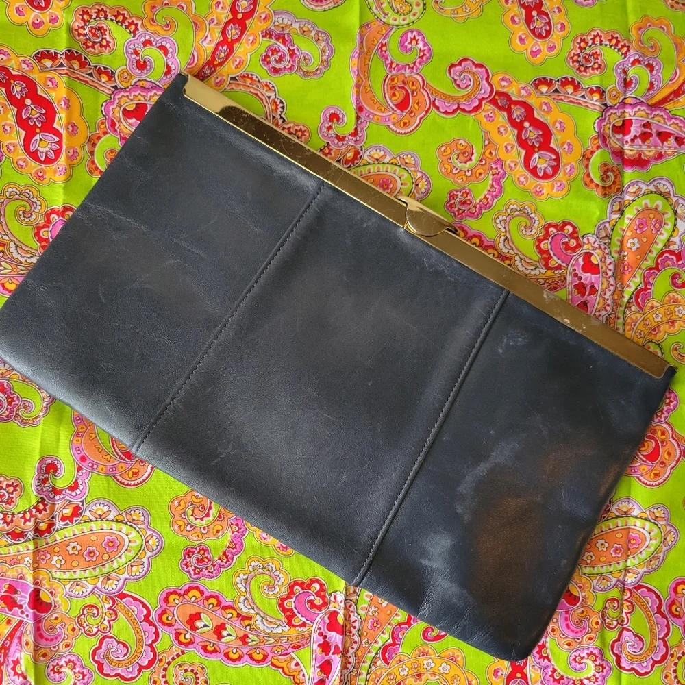 Vintage Etra Blue Leather Clutch Handbag ~ Purse ~ MCM ~ Hidden Chain Strap